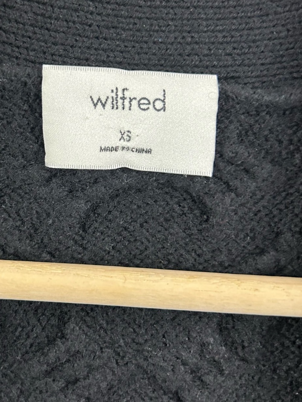 Wilfred Merino Wool Black Cable Knit Open Cardigan Sweater Size XS - Picture 5 of 7